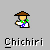 Pixel art icon of a figure in traditional attire with brown conical hat, white robe, and green-and-blue accents on chest, under gray background.