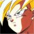 Pixelated close-up of a figure with light hair, dark clothing, and a red object near the face, set against a bright background.