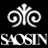 Static pixelated icon featuring a white ornate logo above the word "SAOSIN" on black background, rendered in high-contrast monochrome with dithering effects.