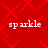 Red background with diamond pattern and four instances of the word 'sparkle' in white pixelated text.