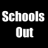 Black background with white pixelated text reading 'Schools Out' on the left and 'Lets PARTY!!' on the right.