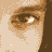 A 3x3 contact sheet of pixelated frames showing a person's face and upper body in various poses with the text "JUSTIN" at the bottom left, rendered in sepia tones on a gray background.