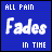 Animated contact sheet of a blue icon with white text showing the phrase "ALL PAIN Fades IN TIME" in varying opacity across frames, arranged in a 3x3 grid with one empty gray cell.