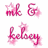 Pink pixelated text and star shapes on white background, with animated transitions between static states.