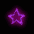 Six star-shaped icons arranged in two on a black background, each with varying pink and purple gradient glows