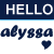 Static image with 'HELLO' text in white on dark blue background, lowercase stylized name below, and a small heart symbol.