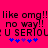 Pixelated text on bright pink background with blue star symbols, displaying repeated phrases and partial words.