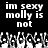 Black background with white pixelated text reading 'im sexy molly is not' and a of grayscale pixelated figures below
