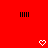 Red background with black vertical bars and white pixelated hearts and downward-pointing arrows in a , partially overlaid by a gray rectangle