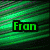 Green striped background with 'Fran' text, blue Hello Kitty outline with bow and 'Caitlin', purple 'Jaelyn' over white splatter, yellow sunburst with 'Bffs', red '<3' on heart-shaped sand drawing.