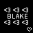 Pixelated icon with 'BLAKE' text surrounded by '<3' symbols and a heart symbol at bottom right.