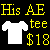 Pixelated advertisement for clothing items with prices and text on a black, yellow, and gray background.