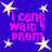 Blue background with white stars and pink text reading "i cant wait 4 prom" repeated four times in a pattern
