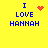 Yellow background with blue text "I LOVE HANNAH" and red pixel art symbols changing across frames.