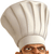 Two cartoon chefs in white uniforms stand side-by-side; one wears a tall chef's hat, the other a smaller hat, both with crossed arms and stern expressions.