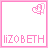 Pixelated pink and white icon with a heart symbol in the top-right corner and 'LIZOBETH' text at the bottom.