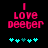 Pixelated text 'I Love Deeper' in bright pink on black background with cyan puzzle pieces below, two states showing animation.