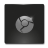 A grayscale pixelated icon with a circular shape and a diagonal crack across its center, set against a dark background.