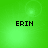 Green background with four identical pixelated 'ERIN' text blocks arranged in a , each block featuring black uppercase letters on the green backdrop
