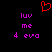 Red pixelated heart symbol above purple text reading 'luv me 4 eva' in two identical vertical on black background