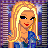 Pixel art contact sheet of a blonde cartoon woman in blue and white outfit with star decorations, showing multiple animation frames including full-body pose, close-up face, text overlays "sexy" and "bitch", and partial body views.