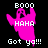 Pixelated ghost icon with text overlays, showing color variations across frames.