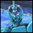 A 48x48 pixel buddy icon featuring a blue-toned anime-style character with glowing eyes and mechanical details, paired with text reading "Anime IM" and "COM" on a black background.