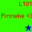 Green and blue background split with red text 'L101' and 'Pinneke <3' and a blue star icon on green, green star icon on blue.