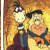 Animated contact sheet of The Flintstones characters in a cartoon style with yellow background and pixelated rendering.