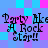 Pixelated text "Party Like A Rock Star!!" on a blue and pink checkered background with visible pixelation artifacts.