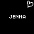 Pixelated white heart symbol above two instances of the name JENNA in blocky text on a black background.