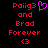 Pixelated red text on black background reads 'Poiig3 and Brad Forever <3' with a purple heart symbol replacing the third character of 'Poiig3'.