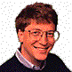 nine pixelated images shows a person with brown hair, glasses, and red horns in various poses against a gray background