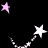 Pixelated pink and white stars with trailing sparkles surround the text 'Sweet Dreams' on a black background, partially overlaid by a gray rectangle.
