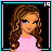 Pixel art contact sheet of 9 animated frames showing a cartoon girl, body parts, and text phrases in neon colors on black background with cyan borders.