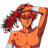 A pixelated anime-style character with red hair and orange skin stands on the left side of a split-screen image, while the right side displays text "Anime IM" and "COM" in white pixelated font against a black background.