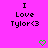Pixelated text on bright pink background with green heart symbols below.