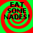 Four identical display 'EAT SOME NADES!' text over red and green spiral backgrounds with pixelated edges