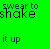 Green background with pixelated text reading "swear to shake it up" in two , displayed twice side-by-side