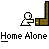 Pixel art animation of a white figure interacting with brown L-shaped objects, each labeled 'Home Alone' below.