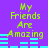 Purple background with green text reading 'My Friends Are Amazing' and cyan horizontal bars below the text, displayed in a of four identical