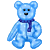 Static pixelated icon of a light blue teddy bear with dark purple scarf against gray background.