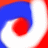 A four- of pixelated icons featuring a red, white, and blue spiral design with text overlays in different