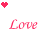 Animated contact sheet of a text-based buddy icon with heart symbols and flame-themed typography across five frames.