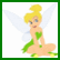 A pixelated contact sheet showing two frames of an animated buddy icon: a Tinker Bell–style fairy on the left and pink text reading "Faith Hope Love" on a purple background on the right.