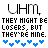 identical pixel art icons featuring 'UHM,' text, and blue hearts with subtle animation changes across frames