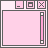 Pixelated pink chat window with gray borders displays text changes across frames, showing 'I ALWAYS SMILE WHEN I SEE' and 'HIS SCREEN NAME COME UP.' in varying pixel clarity.