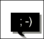 chat-themed icons featuring emoticons in various speech bubble shapes and colors, including black, yellow, red, purple, blue, and light blue