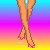 Animated contact sheet showing a pixel-art character in various poses and text animations against a rainbow gradient background.