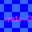 Blue and dark blue checkered background with repeated pink text 'crtsa<3!' in pixelated font.